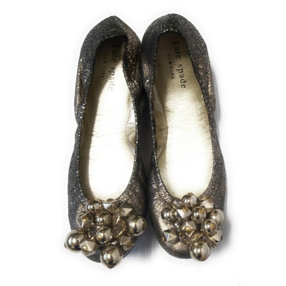 Kate Spade Gold Crackle Metallic Ballet Flats 6